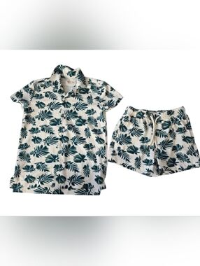 Tropical Leaf Print Two-Piece Swim Set